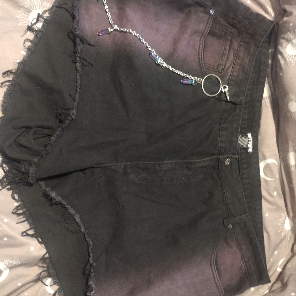 Hot Topic Black and Purple Ombre Jean Shorts